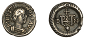 Athalaric (526-34), Half Siliqua, Ravenna, 526-7, diademed and cuirassed bust right, dn ivsti-nvs p avg, around,...