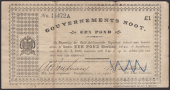 Gouvernements Noots, cancelled £1, Pietersburg, 1 April 1901, serial number 14472A, The South African Typewriter...