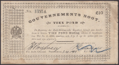 Gouvernements Noots, cancelled £10, Pietersburg, 1 April 1901, serial number 1355A, without watermark,...