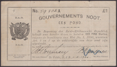 Gouvernements Noots, cancelled £1, Te Velde, 1 May 1902, serial number 59802A, vertical lines watermark, lined...