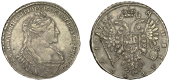 Russia, Anna, Rouble, 1734, Kadashevsky, ‘horse-face’ portrait, no stops in legend (Bitkin 94; Diakov 37; Sev....
