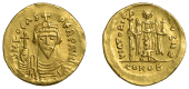 Phocas, Solidus, Constantinople, 607-9, 9th Officina, draped and crowned bust facing, holding cross, d n focas pf...