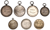 Miscellaneous, Mauritius, miscellaneous school and marriage tokens and medalets (7), in silver [7]. Varied state,...