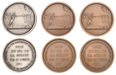 Mauritius, Saint Denis Militia Marksmanship Competition, 1977, for REUNION, a trio of restrike prize medals (3, one...