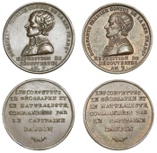 France, Napoleon I, Expedition of Captain Baudin, 1800, bronze medals (2), by J.-P Montagny, bust of Napoleon left,...