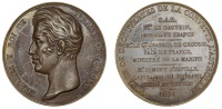 France, Voyages of the Corvette Astrolabe, 1826, a copper medal by A.J. Depaulis for de Puymaurin, bare head of...