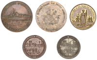 Miscellaneous, Miscellaneous base metal medals (5), all maritime-themed [5]. Varied state	 £70-£90