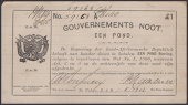 ERROR: Gouvernements Noots, £1, Te Velde, 1 May 1902, double serial number 59168A, vertical lines watermark, lined...
