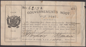ERROR: Gouvernements Noots, £5, Te Velde, 1 March 1902, corrected serial number 6415A (corrected from 6215A),...