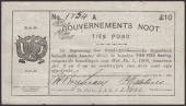 ERROR: Gouvernements Noots, £10, Te Velde, 1 March 1902, corrected serial number 1754A, without watermark, lined...