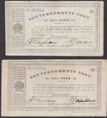 ERROR: Gouvernements Noots, £1 (2), Pietersburg, 1 April 1901, serial numbers 39054A and 56185A, without...