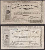 Gouvernements Noots, cancelled £1 (2), Pietersburg, 1 February 1901, serial number 3425A and 1 April 1901, serial...