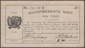 ERROR: Gouvernements Noots, £1, Te Velde, 1 May 1902, serial number 59702A, vertical lines watermark, lined paper...