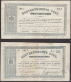 ERROR: Gouvernements Noots, £5 and £10, Pretoria, 28 May 1900, serial numbers 2877 and 2863, without watermarks,...
