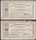 Gouvernements Noots, £1 (2), Pietersburg, 1 April 1901, serial numbers 46364A and 46598A, without watermarks, each...