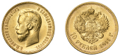 Russia, Nicholas II, 10 Roubles, 1911 ЭБ, St. Petersburg (Bitkin 16; F 179; KM. Y64). Extremely fine	 £340-£400