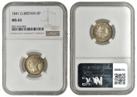 Victoria (1837-1901), Sixpence, 1841 (ESC 3174; S 3908). Beautifully toned and lustrous, practically as struck...