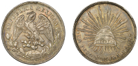 Mexico, Second Republic, Peso, 1905 A, Mexico City (KM. 409.2). Small obverse rim knock at 12 o’clock, otherwise...