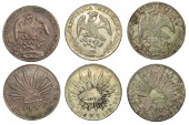 Mexico, Second Republic, 8 Réales (3), 1881 SB, Guanajuato (Dunigan/Parker Go62; KM. 377.8); 1888 FZ, Zacatecas...