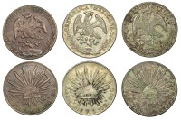Mexico, Second Republic, 8 Réales (3), 1881 SB, Guanajuato (Dunigan/Parker Go62; KM. 377.8); 1888 FZ, Zacatecas...