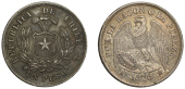 Chile, Republic, Peso, 1878 (KM. 142.1). Obverse dark-toned, reverse extremely fine with olive tone	 £40-£60