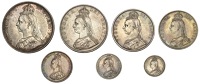 Victoria (1837-1901), Currency set, 1887, comprising Crown to Threepence (S 3921-2, 3924-6, 3928, 3931) [7]. Some...