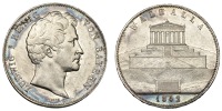 Germany, Bavaria, Ludwig I, Geschichtsdoppeltaler or Two-Thalers, 1842, Completion of Walhalla, Munich (Dav. 587; J....