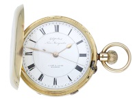 J. R. & W. Laing. A gold hunting cased keyless watch with stop/start slide, 1905.
Movement: gilded three quarter...