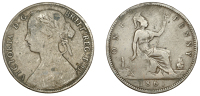 Victoria (1837-1901), Penny, 1861, dies 4+F, full top leaf variant (Gouby BP 1861 E; F 24; S 3954). Fair, extremely...