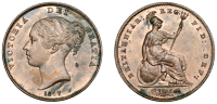 Victoria (1837-1901), Penny, 1847, far colon (BMC 1493; S 3948). A few surface marks and stains, otherwise extremely...
