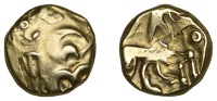British Iron Age, GALLO-BELGIC, Nervii, gold Stater, c. 100-57 BC, Class II/III, ‘Epsilon’ type, degraded...