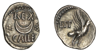 British Iron Age, ATREBATES and REGNI, Eppillus (20 BC - 1 AD), silver Unit, upturned crescent flanked by rosettes,...