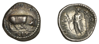 British Iron Age, ATREBATES and REGNI, Verica (AD 10-40), silver Unit, bull butting right, verica above, rex in...
