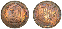 Amlwch, Parys Mine Co, Specimen Penny, 1788, druid’s head left encircled by wreath of 21 acorns, rev. pm co...