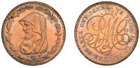 Amlwch, Parys Mine Co, Penny, 1788, druid’s head left encircled by thin wreath of 17 single acorns, rev. pm co...