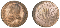 Amlwch, Parys Mine Co, Pattern Halfpenny, 1790, by R. Dumarest for M. Boulton, in copper, druid’s head left...