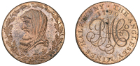 Amlwch, Parys Mine Co, Pattern Halfpenny, 1790, by R. Dumarest for M. Boulton, in copper, druid’s head left...