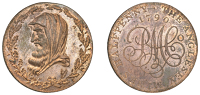 Amlwch, Parys Mine Co, Pattern Halfpenny, 1790, by R. Dumarest for M. Boulton, in copper, druid’s head left...