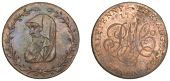 Amlwch, Parys Mine Co, Halfpenny, 1791, uncertain manufacturer (early Boulton?), druid’s head left encircled by...