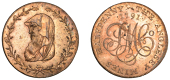 Amlwch, Parys Mine Co, Halfpenny, 1791, uncertain manufacturer (early Boulton?), druid’s head left encircled by...