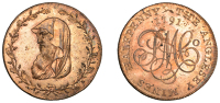 Amlwch, Parys Mine Co, Halfpenny, 1791, uncertain manufacturer (early Boulton?), druid’s head left encircled by...