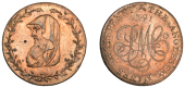 Amlwch, Parys Mine Co, Halfpenny, 1791, uncertain manufacturer (early Boulton?), druid’s head left encircled by...