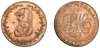 Amlwch, Parys Mine Co, Halfpenny, 1791, uncertain manufacturer (early Boulton?), druid’s head left encircled by...