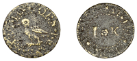 17th Century Tokens, Bray, John Keens, Farthing, 0.83g/6h (N –; D 15A). Mediocre, extremely rare; perhaps the only...