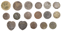17th Century Tokens, Faringdon, John Barrett, Farthings (2), undated, 0.97g/6h (N 6403; BW. 19), 1662, 1.07g/6h (N...