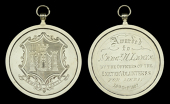Exeter Volunteers 1802. A silver engraved medal, raised rim, 60mm, the obverse depicting the City of Exeter coat of...