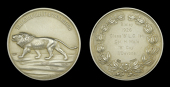 Army Rifle Association Prize Medal, 58mm, silver, hallmarks for Birmingham 1925, the obverse featuring a prowling...