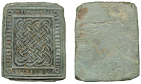 Anglo-Saxon, 6th-7th century, a bronze ‘pressblech’ die with uniface matrix decoration consisting of a...