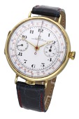 Omega. A rare gold oversized single button chronograph wristwatch, Ref. KOT 741 AL, circa 1920.
Movement: jewelled...