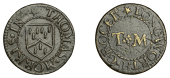 17th Century Tokens, Longworth, Thomas Morris, Farthing, 1.05g/6h (N 95; BW. 45). Very fine; the only issue for the...